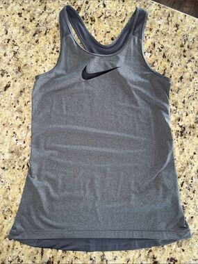 Nike Gray Racerback Tank Top with Black Swoosh